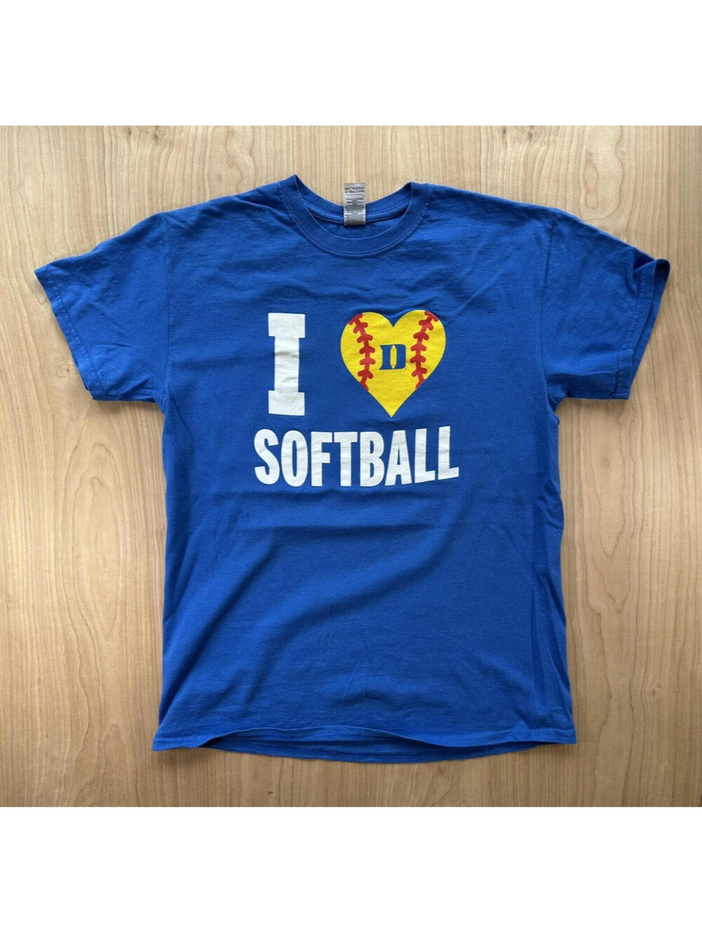 vintage DUKE UNIVERSITY i love SOFTBALL t shirt MEDIUM blue COTTON
